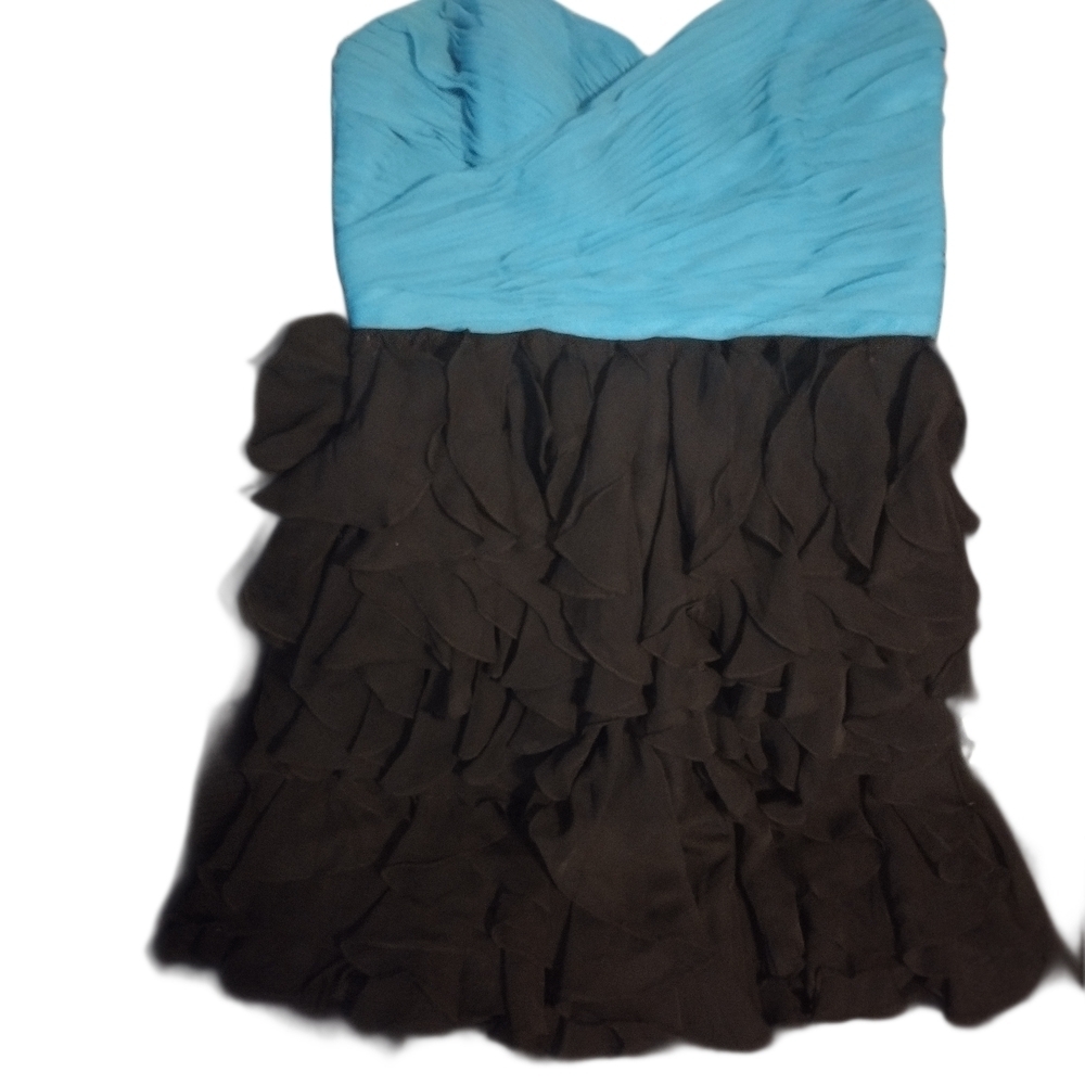 Blue and Black Strapless Dress - Picture 1 of 6